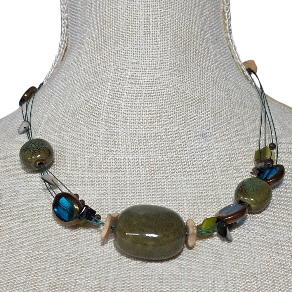 Ceramic Beaded Necklace Statement Boho Style Fashion‎ Jewelry